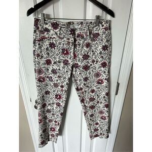 Loft Rivera plant size 4 white and flowers work pants stylish